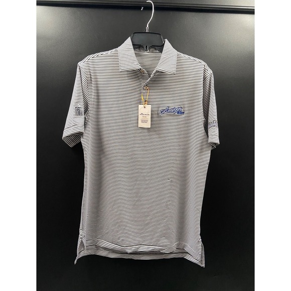 Peter‎ Millar Summer Comfort Men`s Golf Gray/White Striped Polo Size Small NWT!